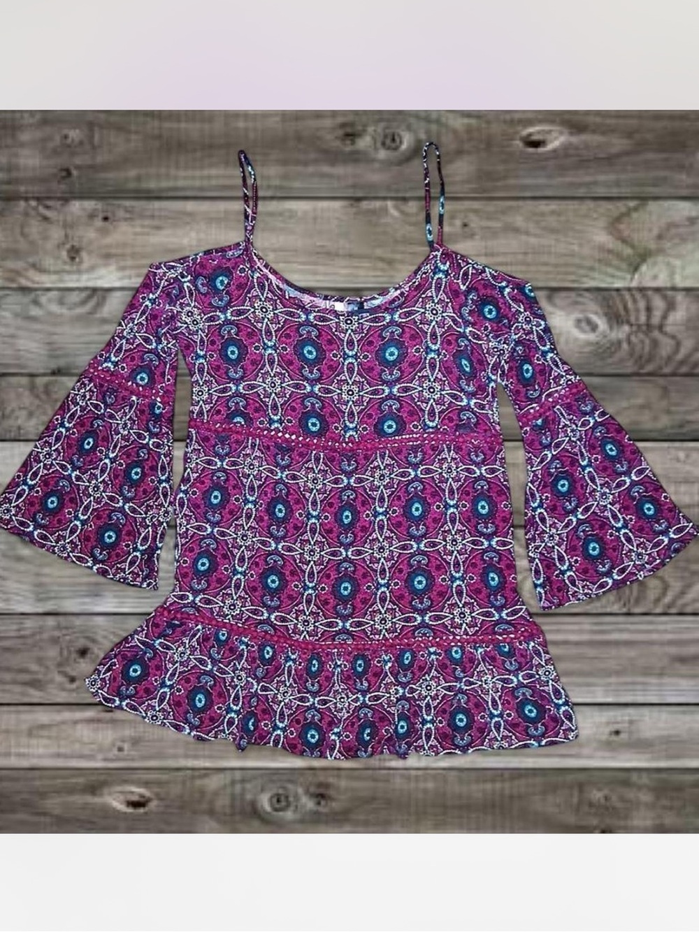Authentic 2007 Love By Design Y2K Boho Cold Shoulder Top M